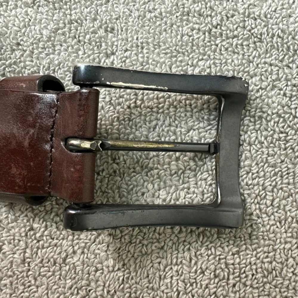 Carhartt Mens Brown Leather Work Belt Single Prong Metal Buckle Size 42 44
